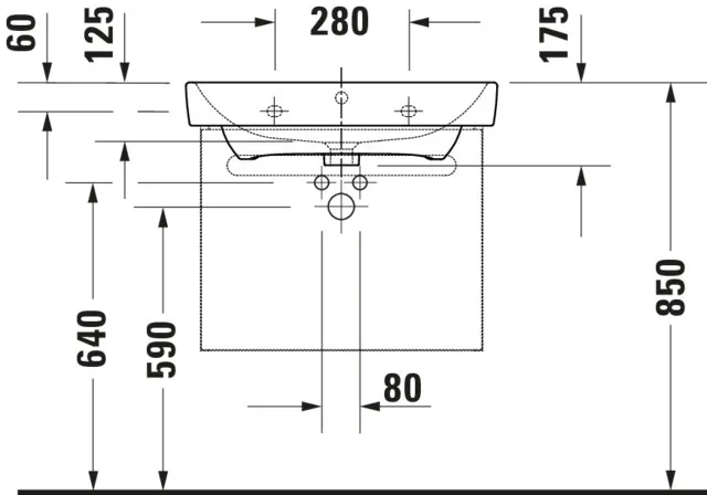 Duravit Waschtischunterschrank wandhängend „No.1“ 59 × 47,8 × 42,6 cm in Graphit Matt