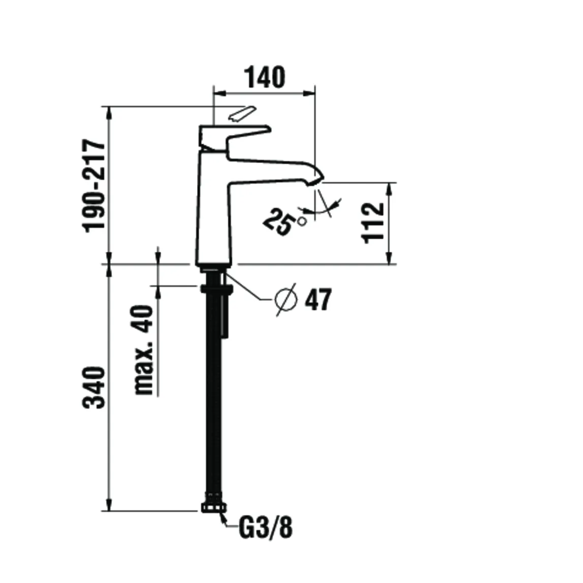 Laufen PURE HF901704, halbhohe Einhebel-Waschtischmischer, Festauslauf, 140mm Ausladung, 190mm Höhe, PVD Titanschwarz Laufen PURE HF901704, halbhohe Einhebel-Waschtischmischer, Festauslauf, 140mm Ausladung, 190mm Höhe, PVD Titanschwarz