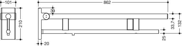 HEWI Stützklappgriff „System 900“ HEWI Stützklappgriff „System 900“