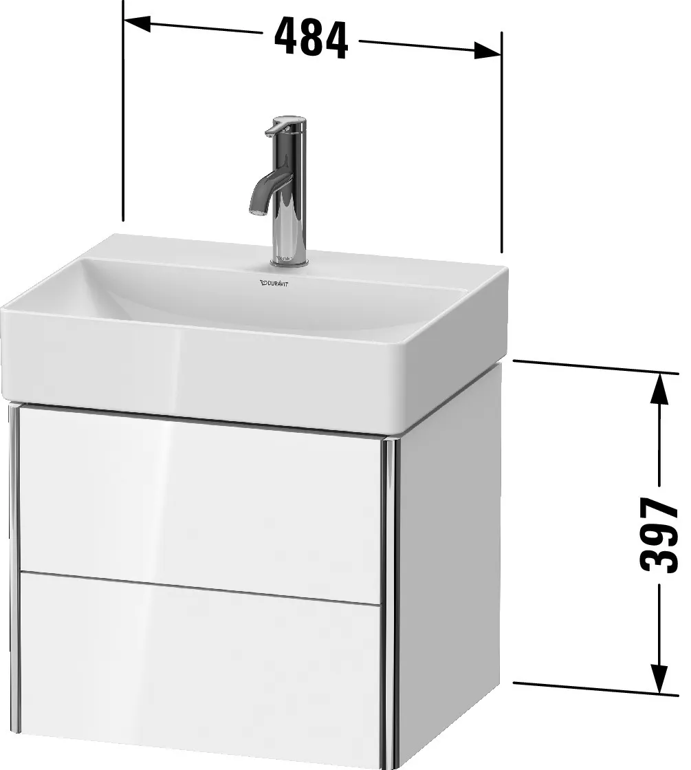 Duravit Waschtischunterschrank wandhängend „XSquare“ 48,4 × 39,7 × 39 cm in Betongrau Matt