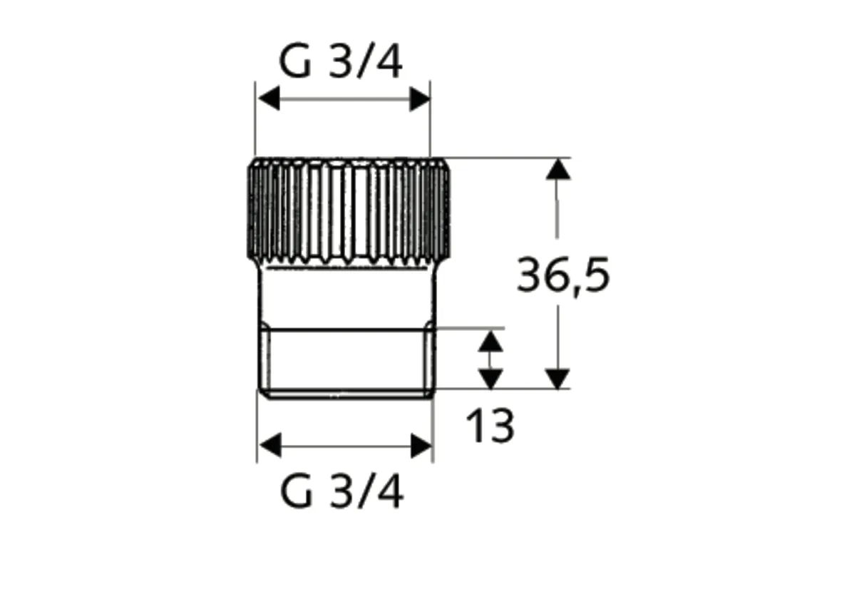 Schlauchplatz-Sicherung, DN 20 G 3/4 IG, DN 20 G 3/4 AG, chrom