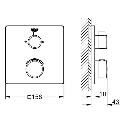 Thermostat-Brausebatterie Grohtherm 24079, mit integrierter 2-Wege-Umstellung, Fertigmontageset für Rapido SmartBox, chrom Thermostat-Brausebatterie Grohtherm 24079, mit integrierter 2-Wege-Umstellung, Fertigmontageset für Rapido SmartBox, chrom