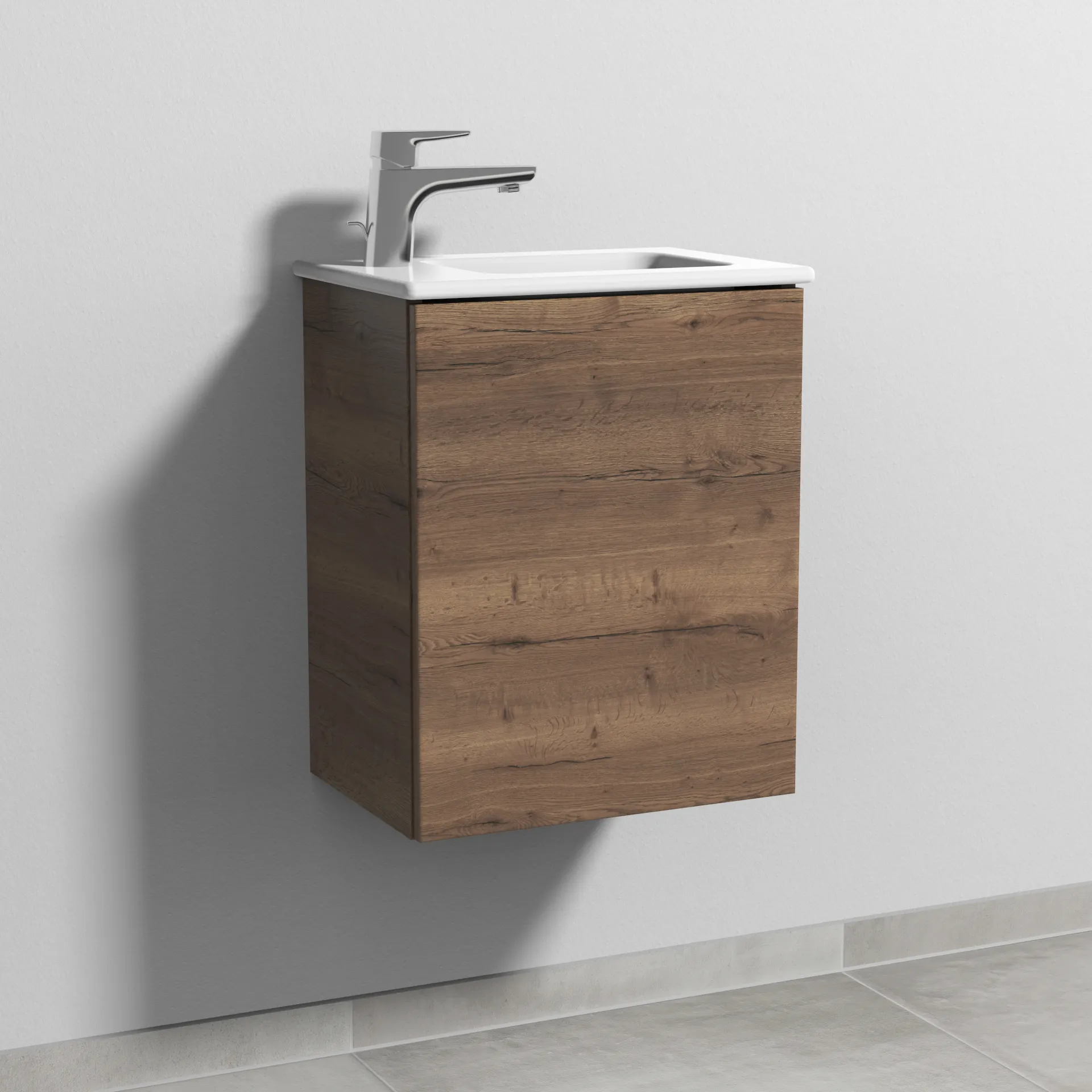 Sanipa Waschtischunterschrank „3way“ passend zu Keramik-Waschtische ME by Starck von Duravit 410 × 513 × 293 mm in Eiche Tabak, Anschlag rechts