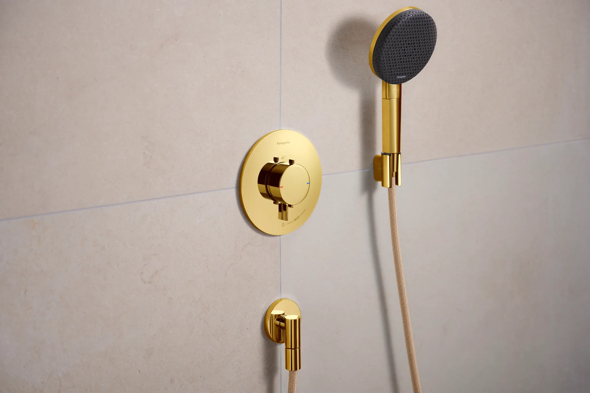 Hansgrohe Ecostat Comfort S Thermostat Unterputz, 1 Verbraucher, Polished Gold Optic, max. Durchflussmenge 21,3 l/min bei 3 bar, einstellbare Temperaturbegrenzung