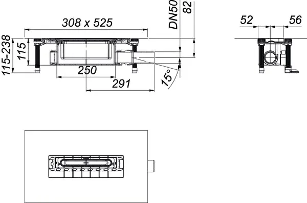 Ablaufgehäuse DallFlex 2.0 115, DN 50