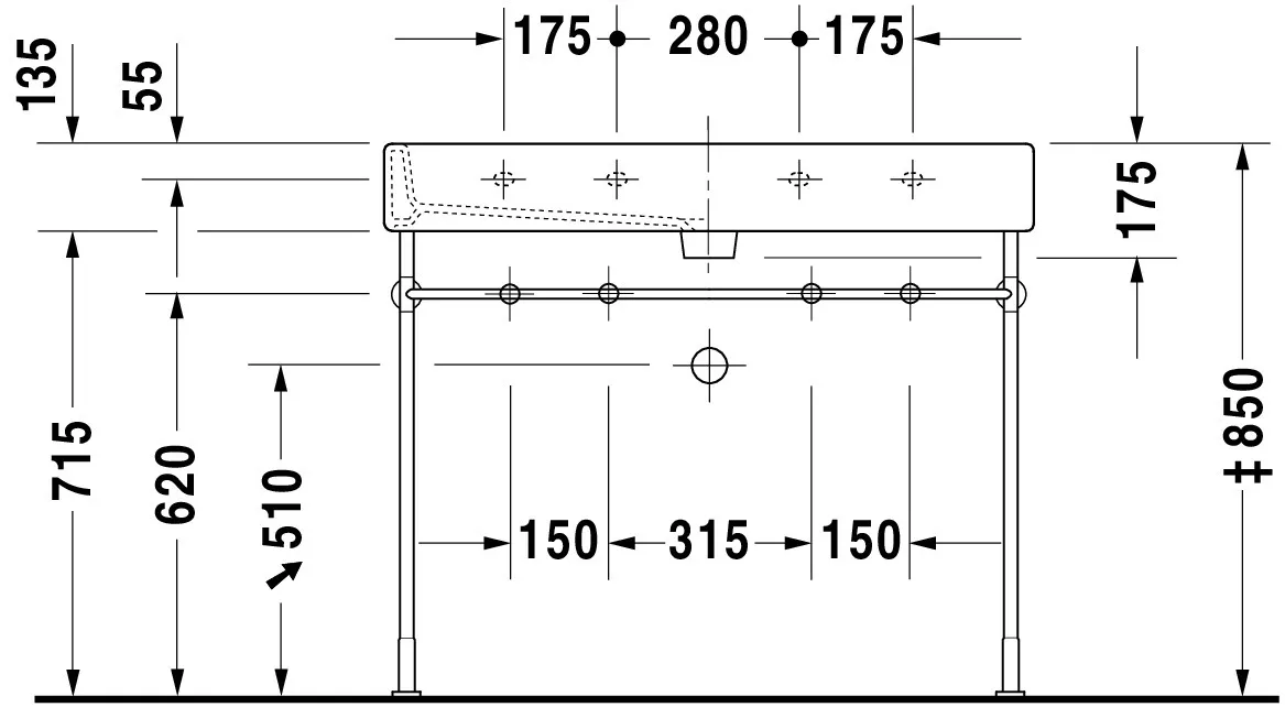 Wandwaschtisch „Vero“, mit Überlauf, Hahnlochposition mittig Wandwaschtisch „Vero“, mit Überlauf, Hahnlochposition mittig
