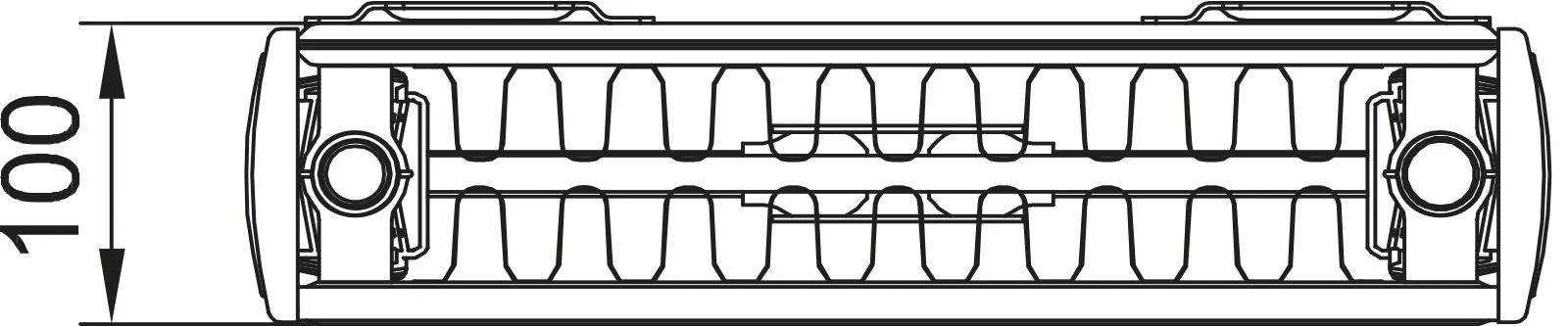 Flachheizkörper Verteo Profil Typ 22, HxLxT: 1200x300x100 mm, Farbe: Weiß RAL 9016 seidenglanz, 10 bar, Abdeckung: mit, Wärmeleistung 75/65-20: 803 Watt, Winkelkonsole kurz