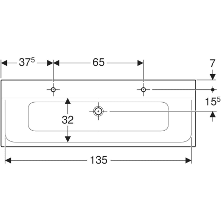Xeno² Möbelwaschtisch: B=140cm, T=48cm, Hahnloch=links und rechts, Überlauf=ohne, weiß / matt