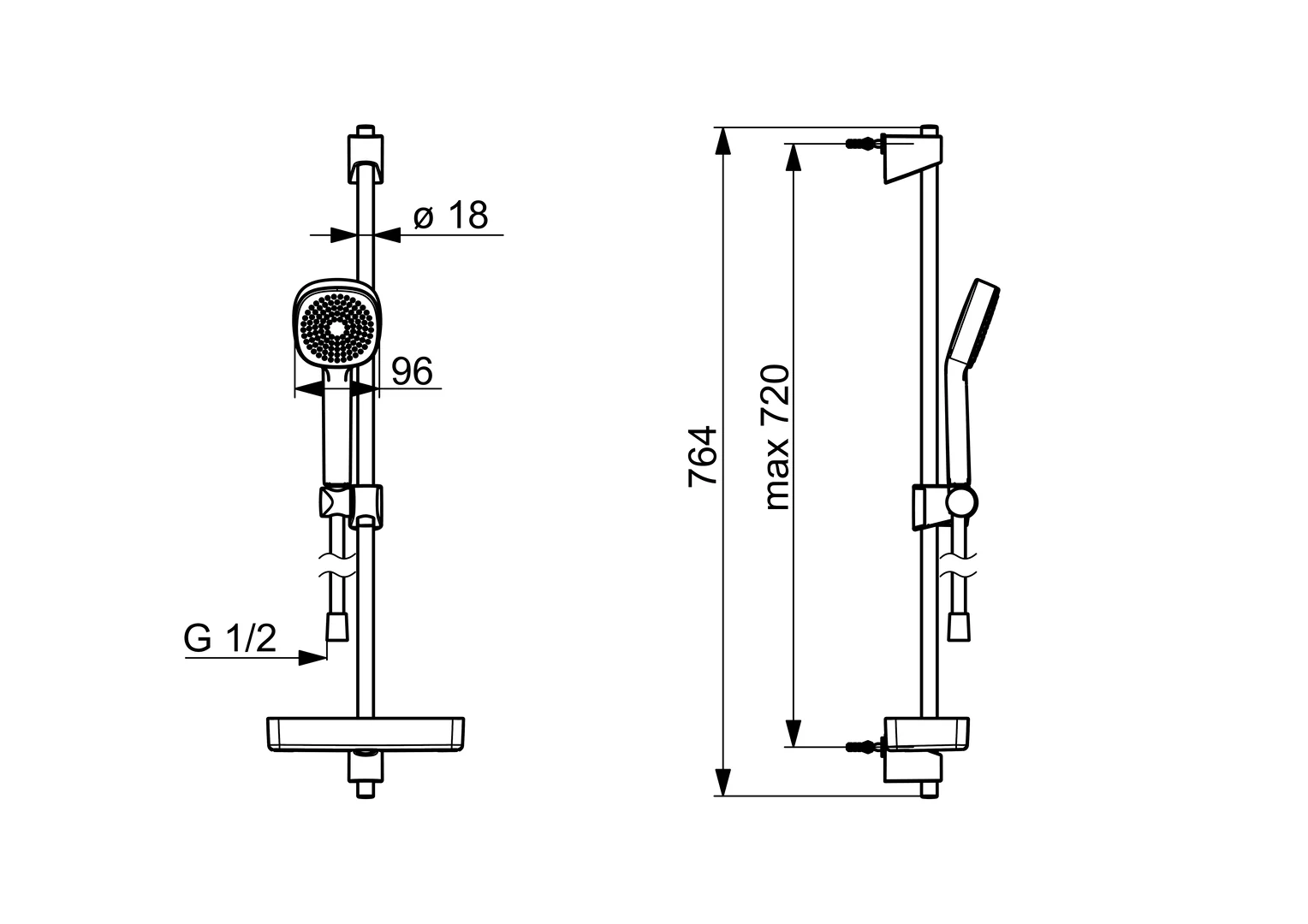 HansaBASICJET Style Wandstangen-Brausenset 4477 1-strahlig Chrom