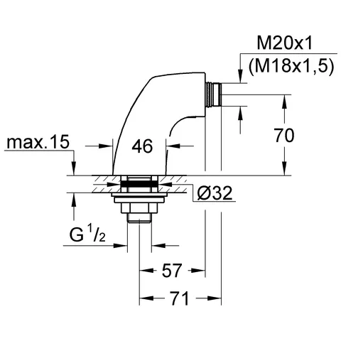 Grohe Standanschluss Chiara 12092 ½ Grohe Standanschluss Chiara 12092 ½
