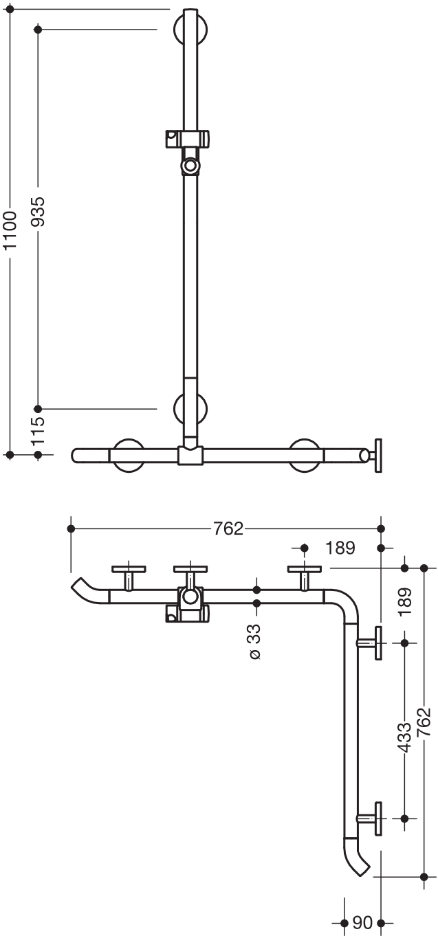 HEWI Haltegriff „System 800K“ in Signalweiß