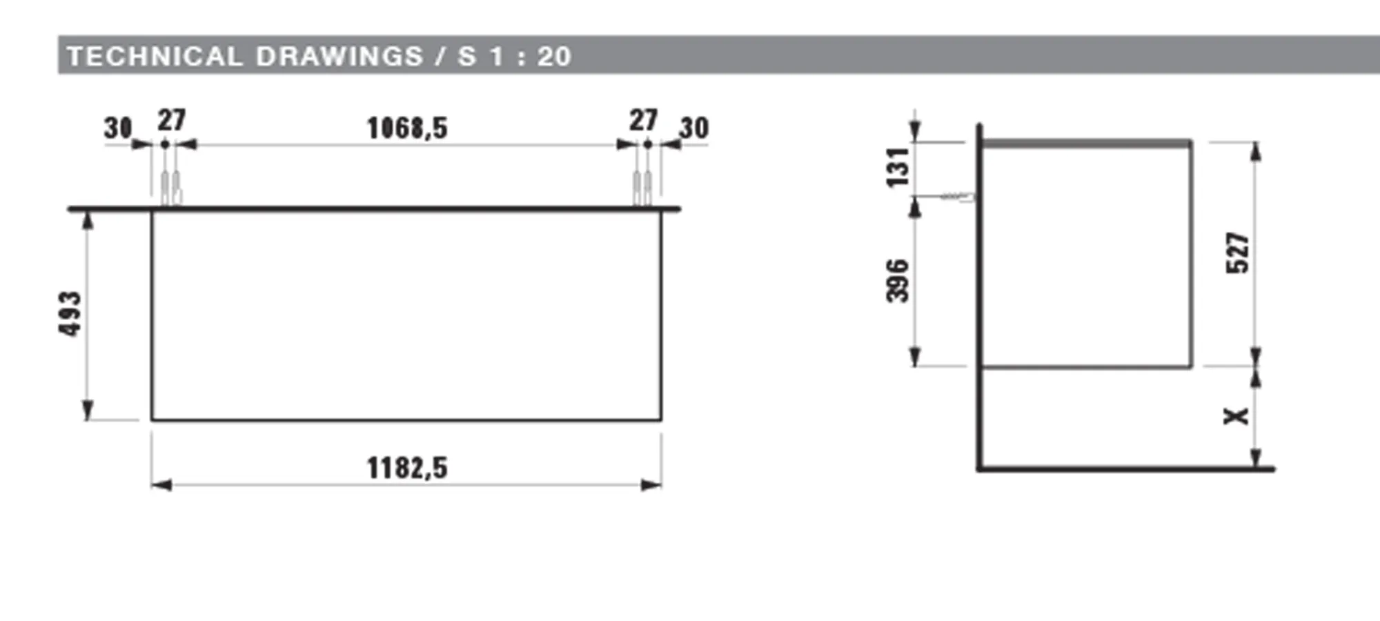 Laufen Waschtischunterbau+Waschtischplatte (Schubladenelement) LANI 493x1182x527 ohne Ausschnitt, Abdeckplatte 12 mm, mit 2 Schubladen, integrierter Griffleiste, Vollauszug und Soft-Close wildesiche Laufen Waschtischunterbau+Waschtischplatte (Schubladenelement) LANI 493x1182x527 ohne Ausschnitt, Abdeckplatte 12 mm, mit 2 Schubladen, integrierter Griffleiste, Vollauszug und Soft-Close wildesiche