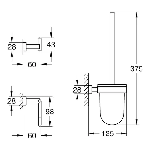 WC-Set 3-in-1 Essentials Cube 40757_1, mit Bademantelhaken, WC-Papierhalter ohne Deckel, Toilettenbürstengarnitur, chrom WC-Set 3-in-1 Essentials Cube 40757_1, mit Bademantelhaken, WC-Papierhalter ohne Deckel, Toilettenbürstengarnitur, chrom
