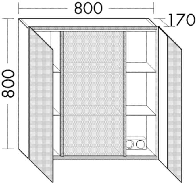 Spiegelschrank RL30 von burgbad - 800x800 mm, 170 mm tief, beidseitig verspiegelt mit indirekter LED-Beleuchtung 4000 K, Korpus innen Weiß/Anthrazitgrau