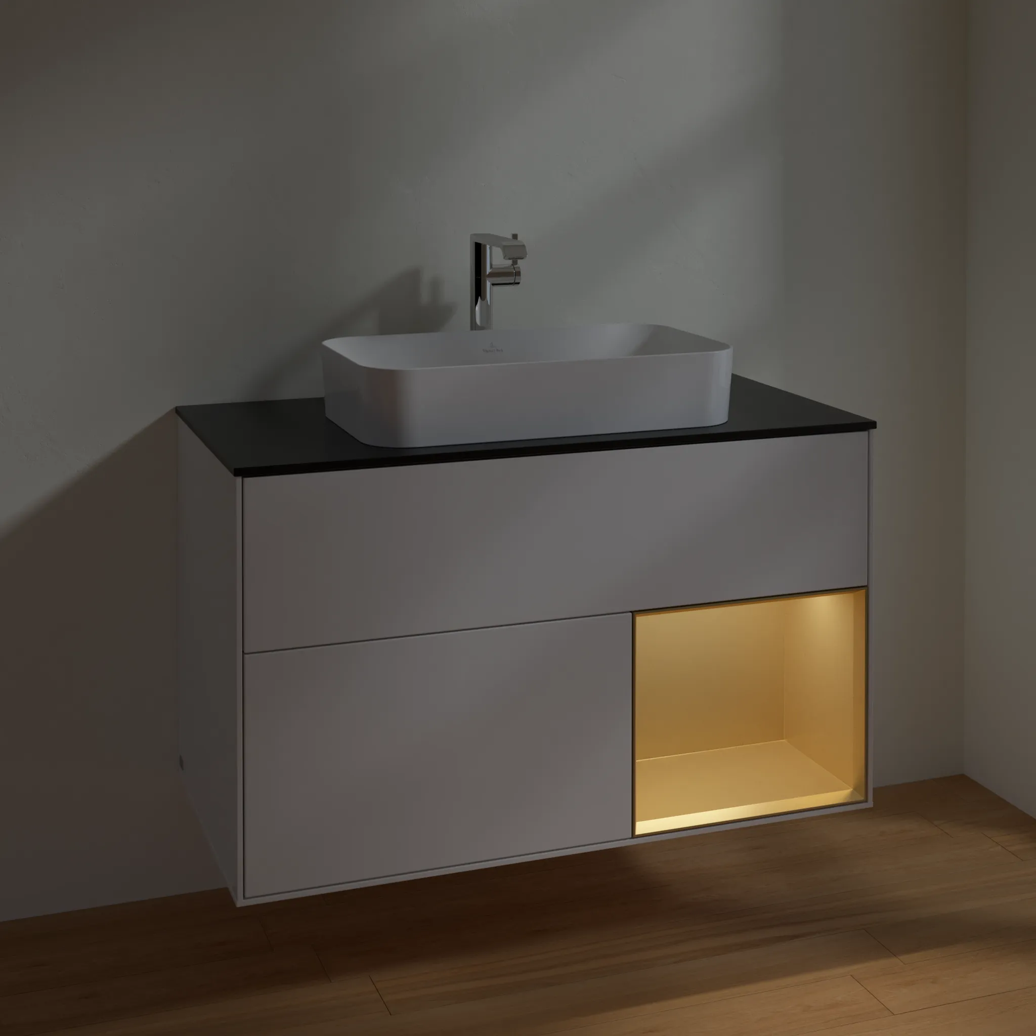 Villeroy & Boch Waschtischunterschrank „Finion“ für Schrankwaschtisch 1000 × 603 × 501 mm Glossy White Lacquer, mit Hahnlochbohrung, für Becken mittig