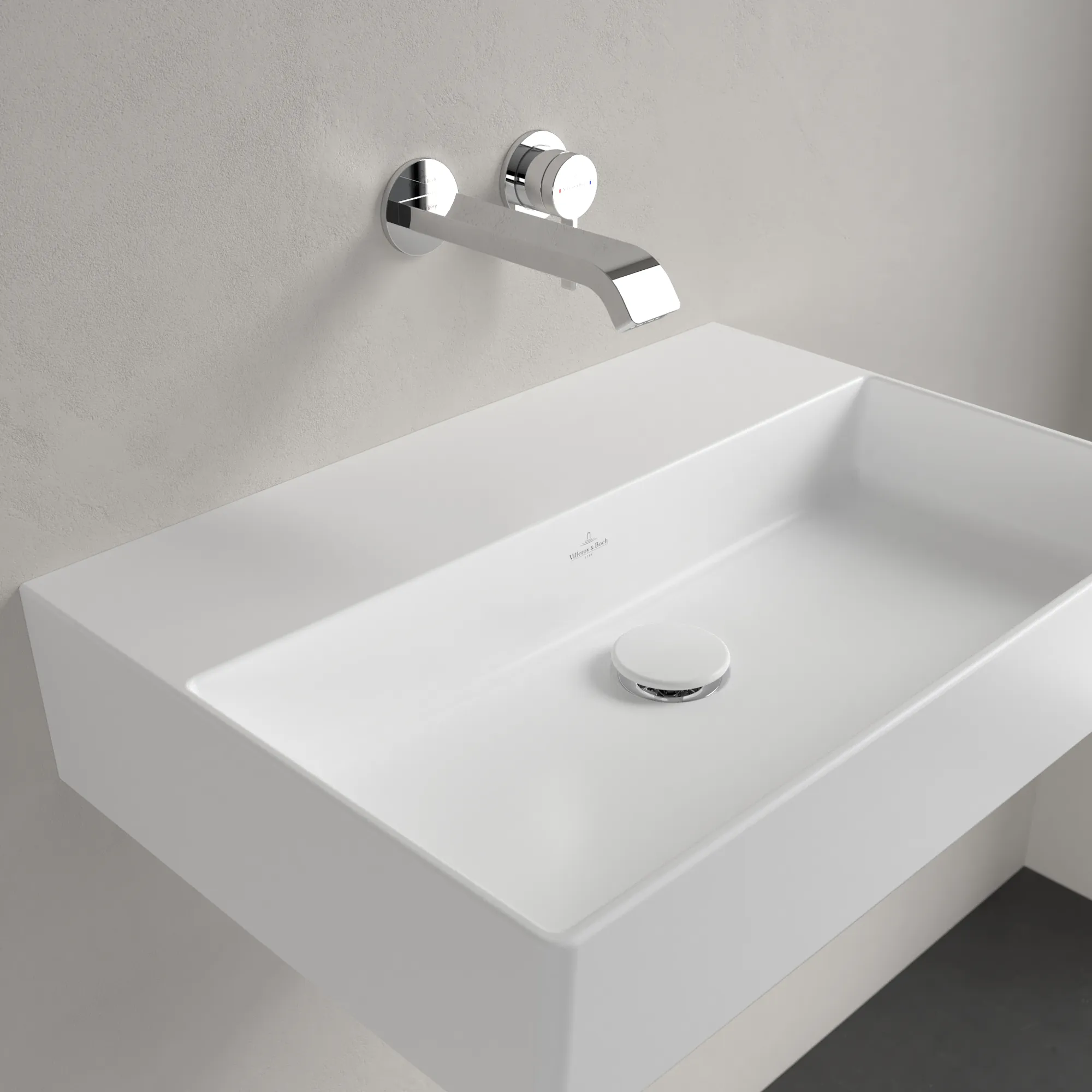 Villeroy & Boch Wandwaschtisch aus TitanCeram geschliffen „Memento 2.0“ 600 × 420 × 135 mm, ohne Hahnlochbohrung in Stone White Villeroy & Boch Wandwaschtisch aus TitanCeram geschliffen „Memento 2.0“ 600 × 420 × 135 mm, ohne Hahnlochbohrung in Stone White