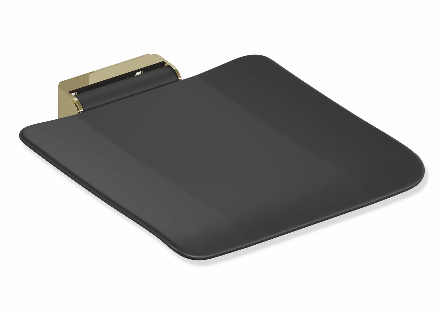 Mobiler Klappsitz des Systems 900, Konsole Edelstahl, PVD, Sitzfläche Kunststoff, schwarz, Sitzfläche 450 mm breit, 450 mm tief, zum Nachrüsten auf Montageplatte 900.51.00160, in Farbe CK (Messing glänzend) Mobiler Klappsitz des Systems 900, Konsole Edelstahl, PVD, Sitzfläche Kunststoff, schwarz, Sitzfläche 450 mm breit, 450 mm tief, zum Nachrüsten auf Montageplatte 900.51.00160, in Farbe CK (Messing glänzend)