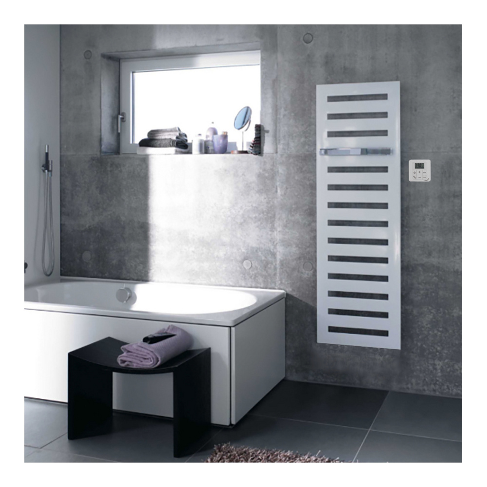 Zehnder Design-Handtuchwärmer „Metropolitan Bar“ mit Heizstab IHE 40 × 80,5 cm in Verkehrsweiß (RAL 9016, glänzend)