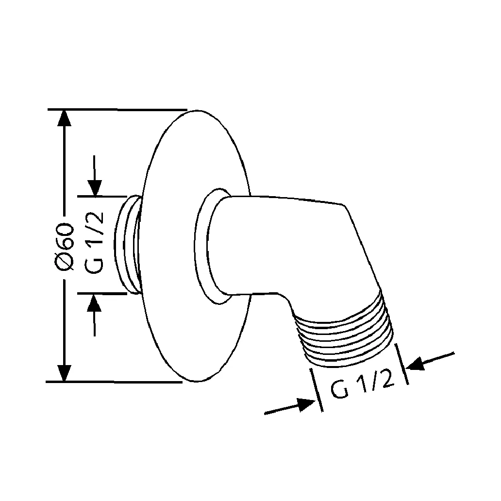 Kludi STANDARD Brause Wandanschlußbogen mit Rosette chrom