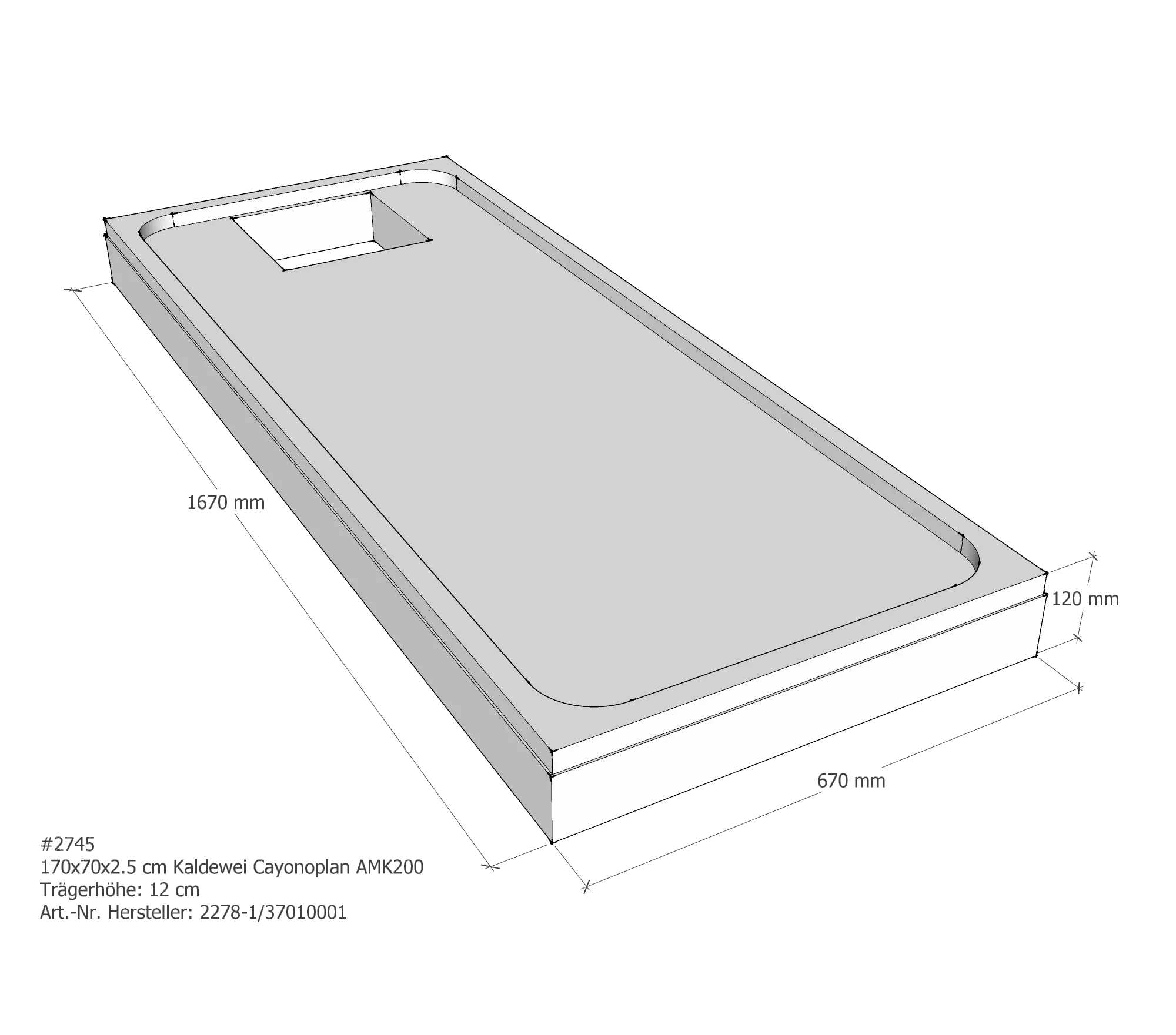 Duschwannenträger für Kaldewei Cayonoplan 170 × 70 × 2,5 cm Breite: 70 cm / Länge: 170 cm Duschwannenträger für Kaldewei Cayonoplan 170 × 70 × 2,5 cm Breite: 70 cm / Länge: 170 cm