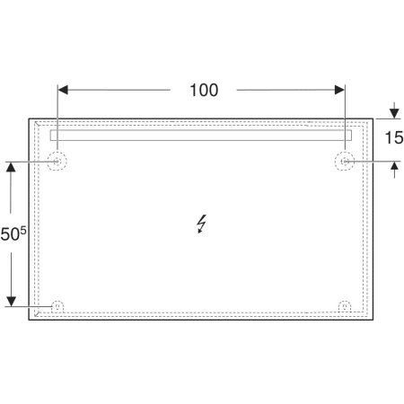 Geberit Option Basic Square Lichtspiegel - Aluminium eloxiert, 120x70 cm, LED-Beleuchtung oben Geberit Option Basic Square Lichtspiegel - Aluminium eloxiert, 120x70 cm, LED-Beleuchtung oben