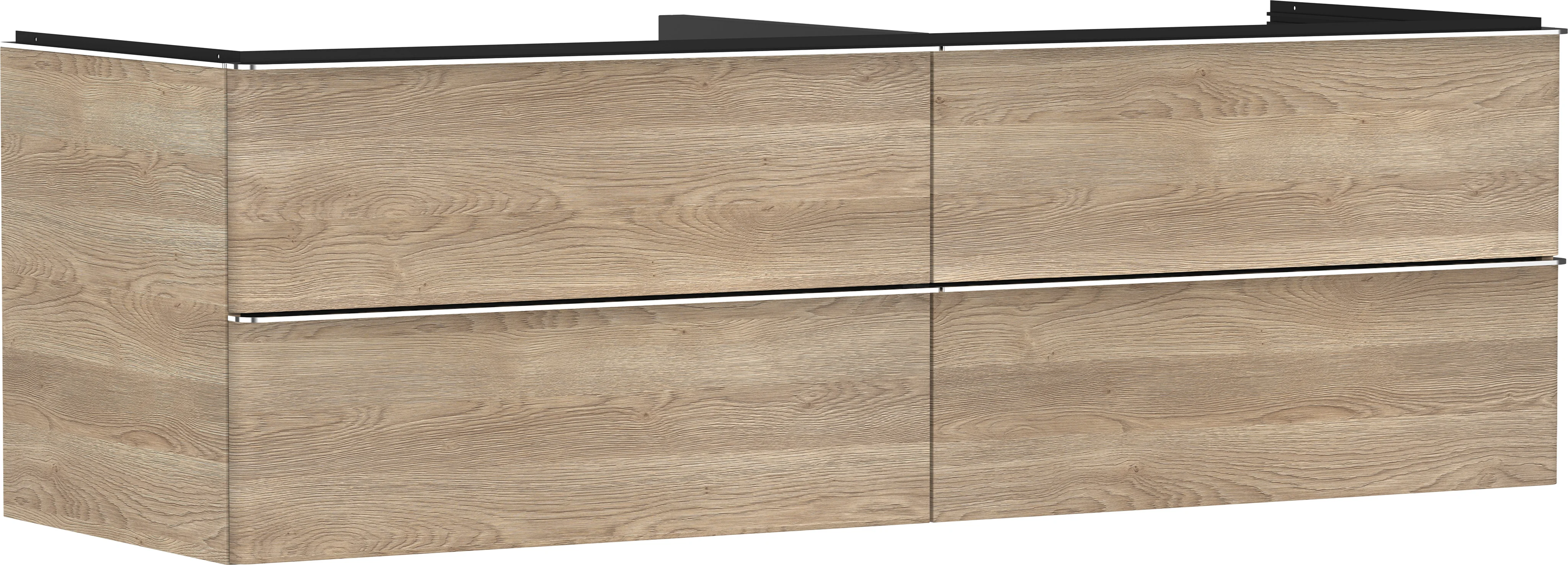 Hansgrohe Xelu Q Waschtischunterschrank Eiche Natur 1560x540 mm mit 4 Schubkästen, verchromte Griffe, SoftClose, vormontiert Hansgrohe Xelu Q Waschtischunterschrank Eiche Natur 1560x540 mm mit 4 Schubkästen, verchromte Griffe, SoftClose, vormontiert