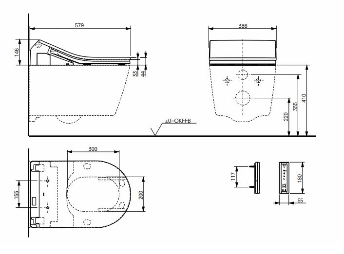 Dusch-WC WASHLET® „RX“ 386 × 146 mm