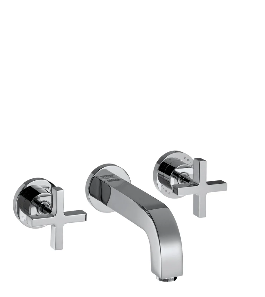 Hansgrohe AXOR Citterio 3-Loch Waschtischarmatur Unterputz, Chrom, Ausladung 162 mm, Kreuzgriff, Normalstrahl, max. Durchfluss 5 l/min