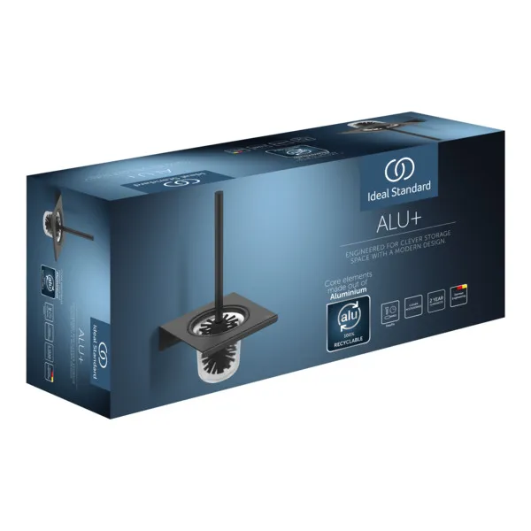 Ideal Standard Toilettenbürstengarnitur „Alu+“ 16 × 34,7 cm in Silk Black, Befestigung verdeckt Ideal Standard Toilettenbürstengarnitur „Alu+“ 16 × 34,7 cm in Silk Black, Befestigung verdeckt