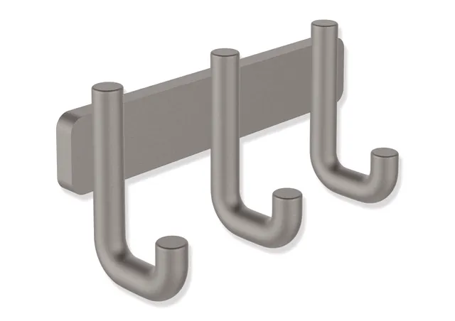 Hakenleiste, Edelstahl, pulverbeschichtet, 145 mm breit, 70 mm hoch, 47 mm tief, Durchmesser 11 mm, in Farbe DC (Schwarz tiefmatt) Hakenleiste, Edelstahl, pulverbeschichtet, 145 mm breit, 70 mm hoch, 47 mm tief, Durchmesser 11 mm, in Farbe DC (Schwarz tiefmatt)