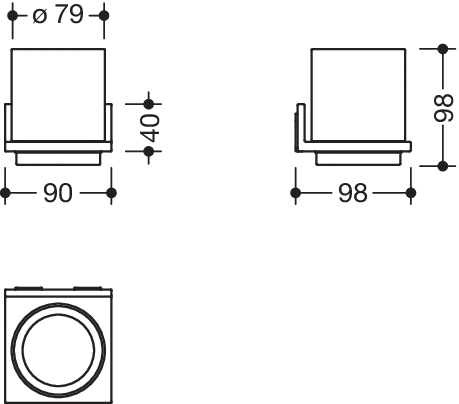 Glasbecher mit Halter, Metall, pulverbeschichtet, Becher aus Kristallglas, satiniert, in Farbe DC (Schwarz tiefmatt)