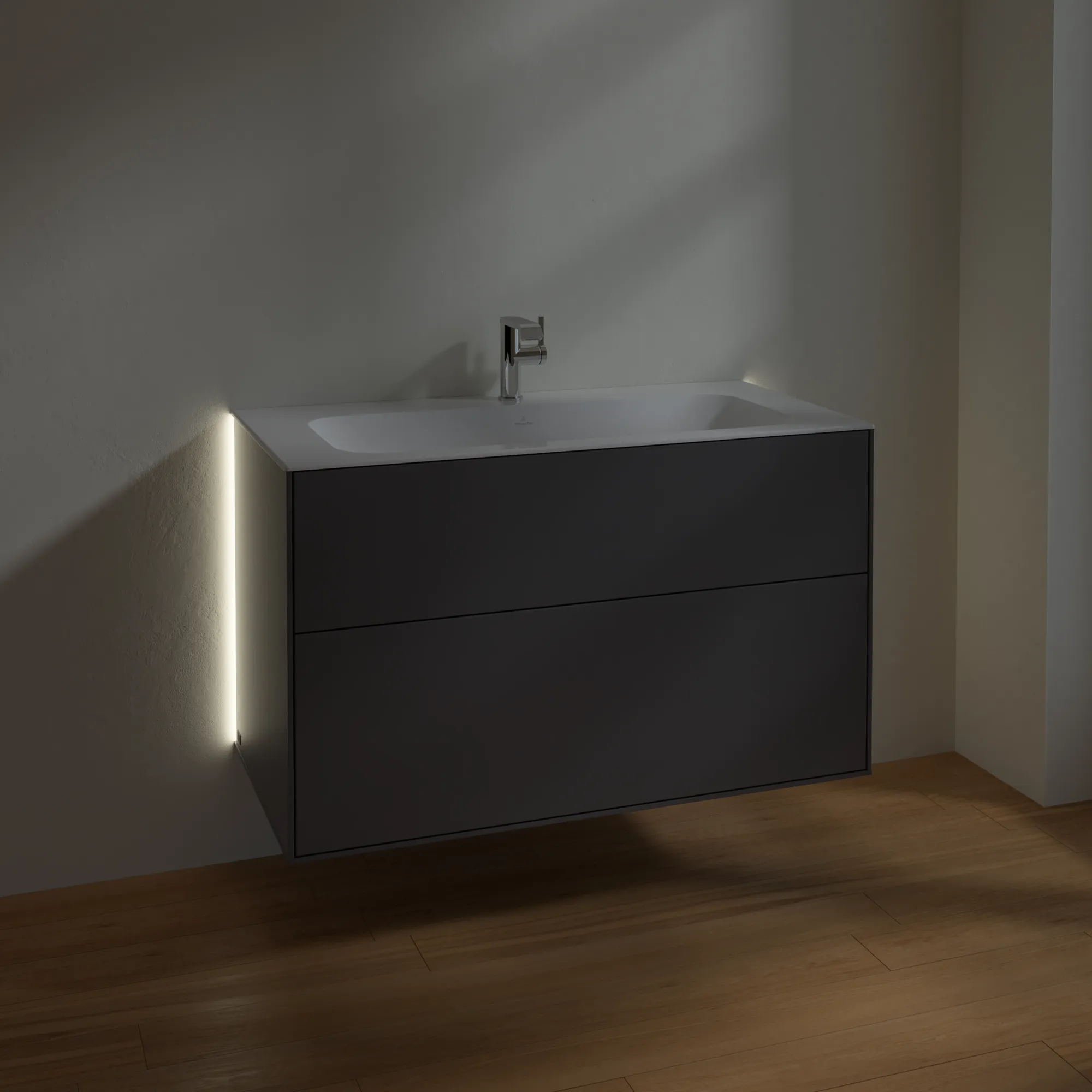 Villeroy & Boch Waschtischunterschrank „Finion“ für Schrankwaschtisch 996 × 591 × 498 mm Anthracite Matt Lacquer, für Becken mittig