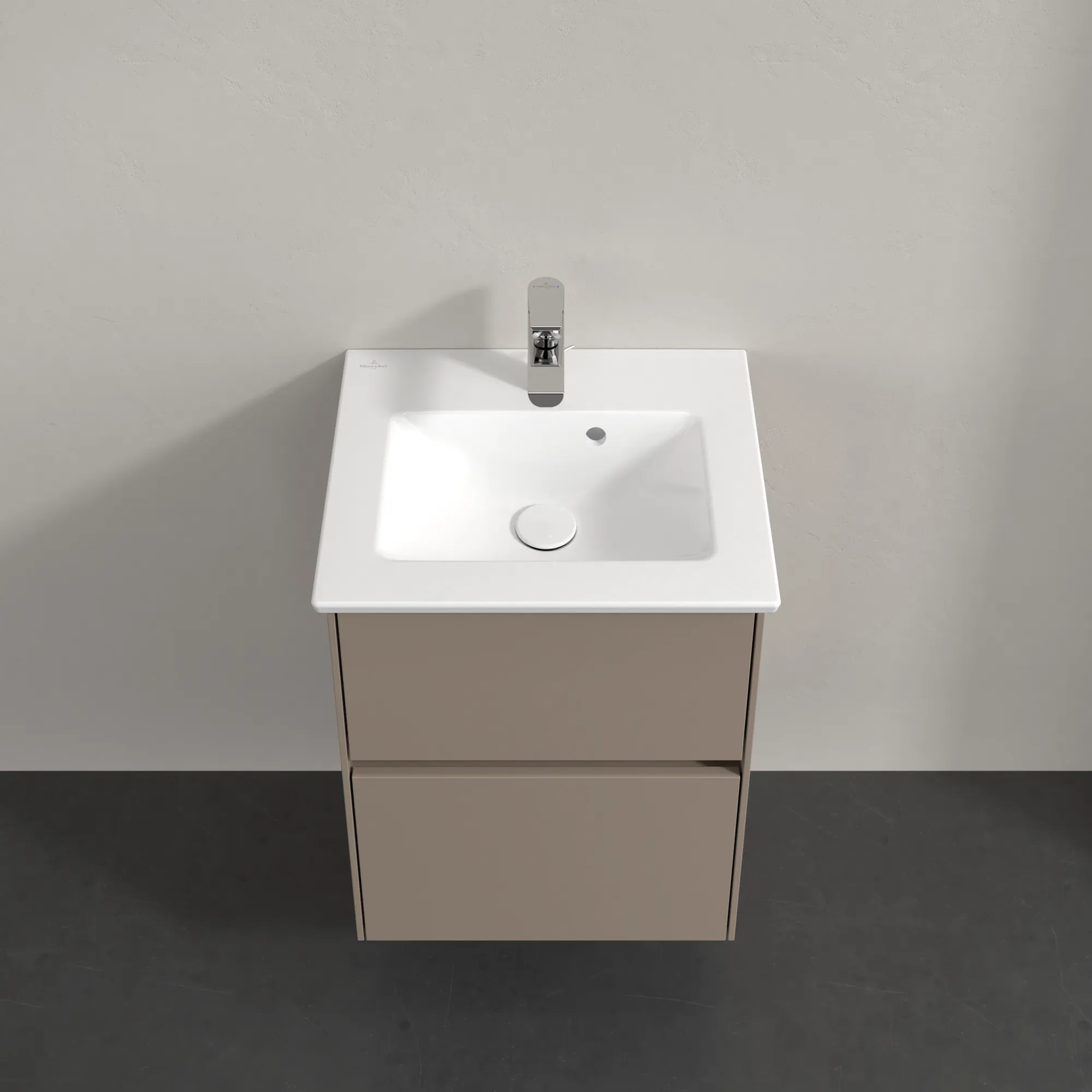 Villeroy & Boch Waschtischunterschrank „Collaro“ 472 × 610 × 404 mm Taupe, ohne Beleuchtung, für Becken mittig