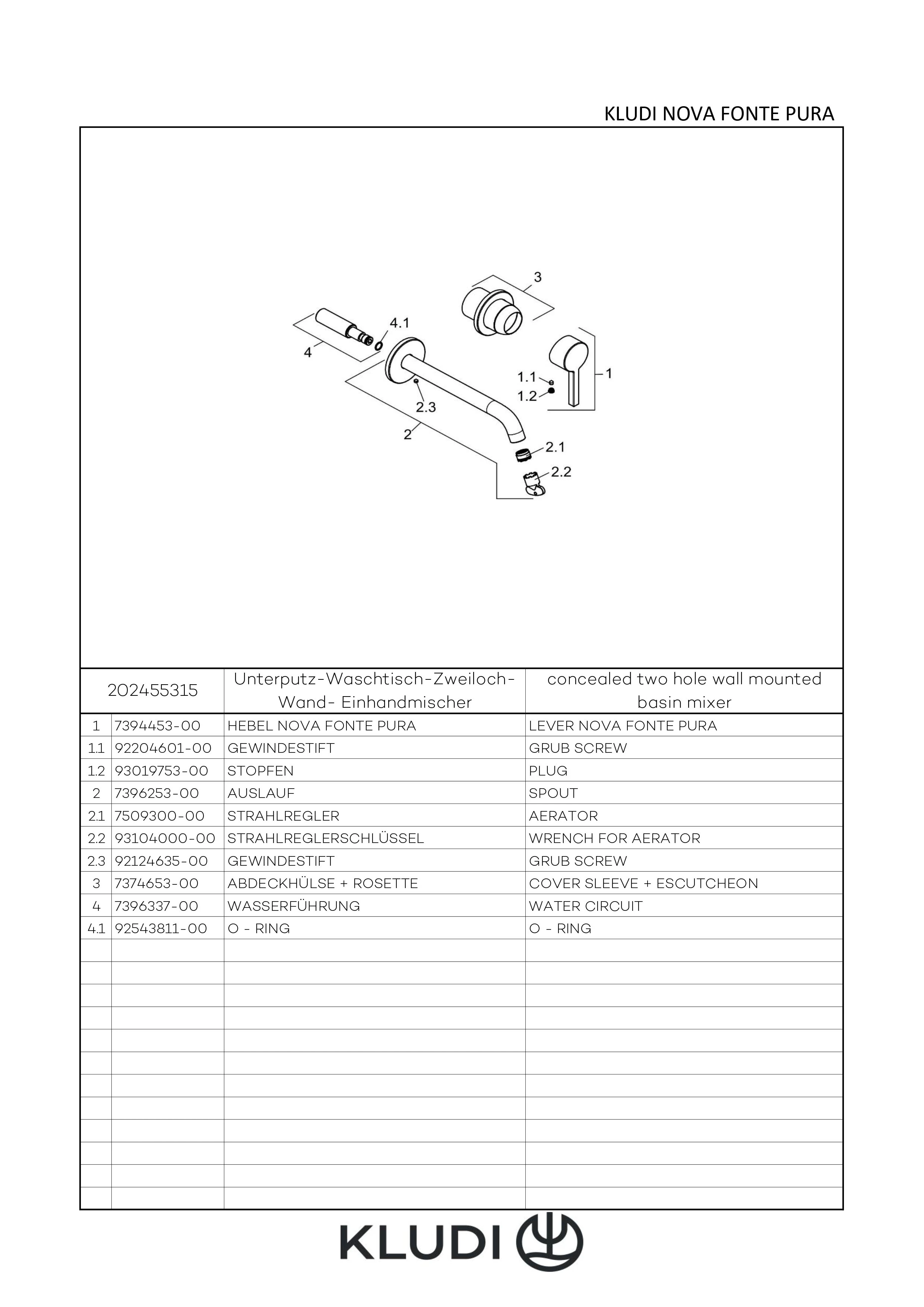 NOVA FONTE Pura WTWandEHM 220 ohne Ablaufgarnitur chrom