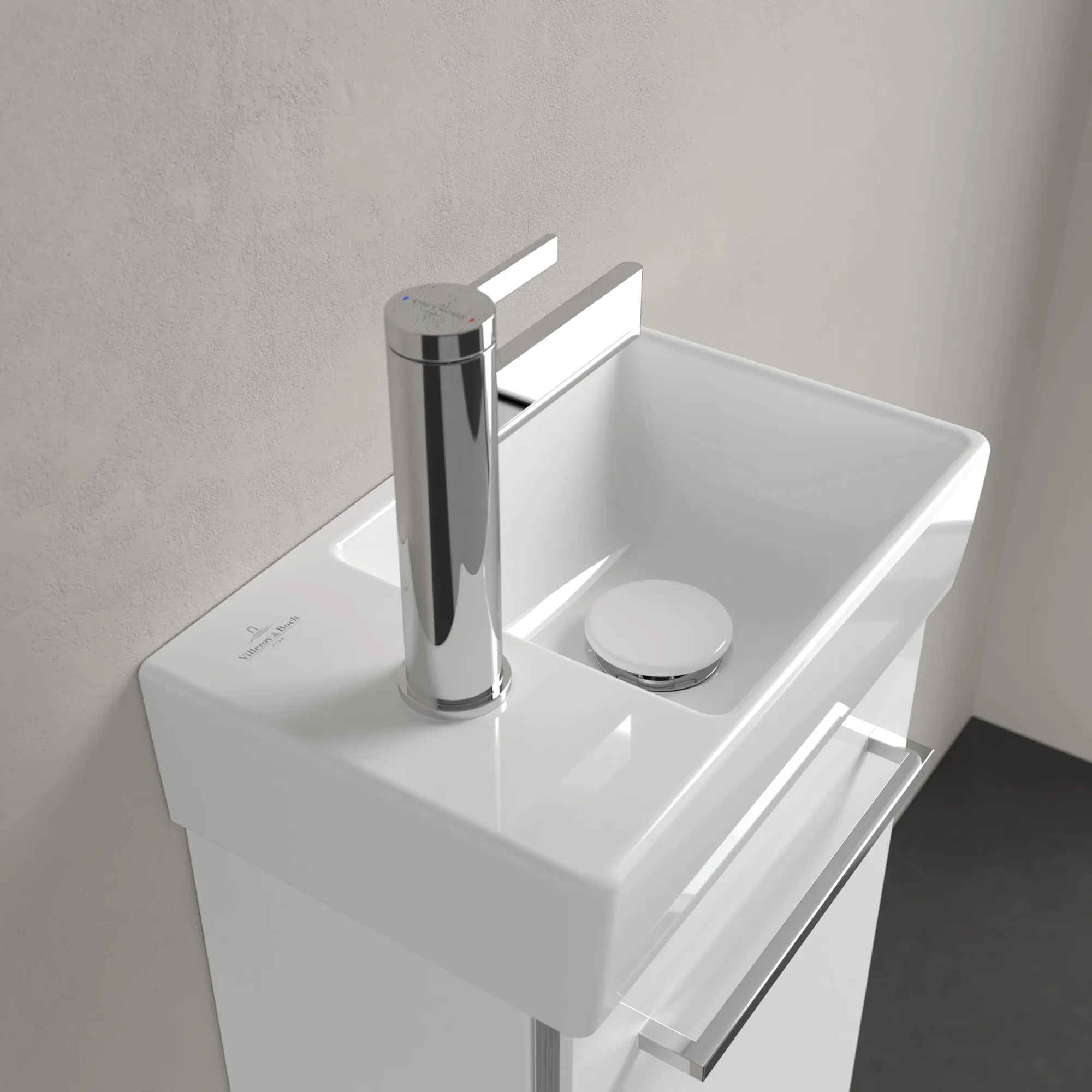 Villeroy & Boch Handwaschbecken „Avento“ 360 × 220 × 110 mm, für Becken rechts, mit Hahnlochbohrung, Hahnlochposition mittig in Weiß Alpin Villeroy & Boch Handwaschbecken „Avento“ 360 × 220 × 110 mm, für Becken rechts, mit Hahnlochbohrung, Hahnlochposition mittig in Weiß Alpin