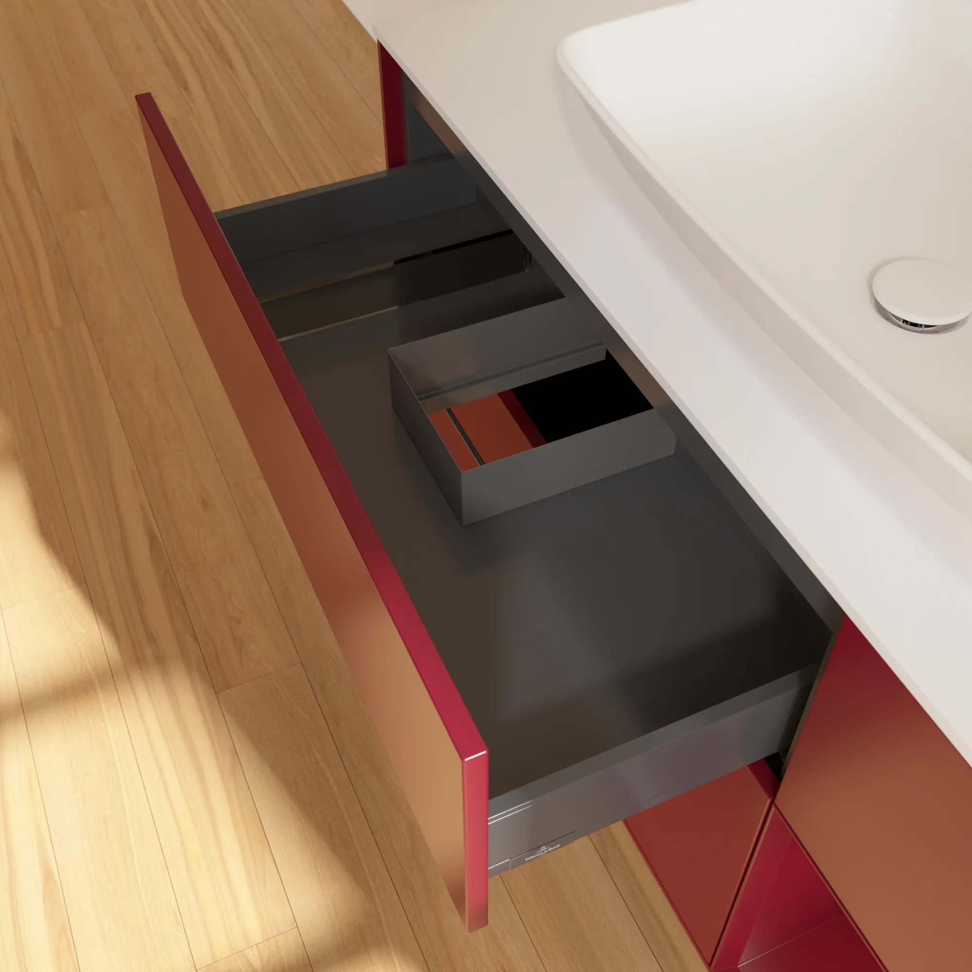 Villeroy & Boch Waschtischunterschrank „Finion“ für Schrankwaschtisch 1200 × 603 × 501 mm Peony Matt Lacquer, für Becken mittig, mit Hahnlochbohrung Villeroy & Boch Waschtischunterschrank „Finion“ für Schrankwaschtisch 1200 × 603 × 501 mm Peony Matt Lacquer, für Becken mittig, mit Hahnlochbohrung