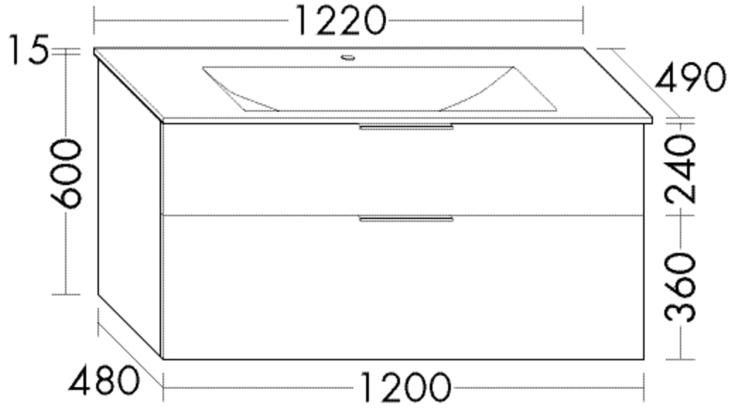 burgbad Badmöbelset „Eqio“ 122 × 49 × 61,5 cm 