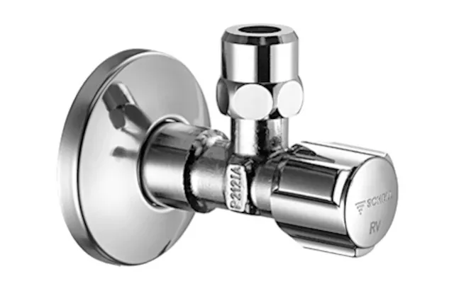 Eckventil mit Regulierfunktion COMFORT, doppelter Rückflussverhinderer RV (EN 1717: ED), COMFORT-Griff, Schubrosette Ø 54 mm, DN 15 G 1/2 AG mit ASAG easy, Ø 10 mm (DN 10 G 3/8 AG), chrom