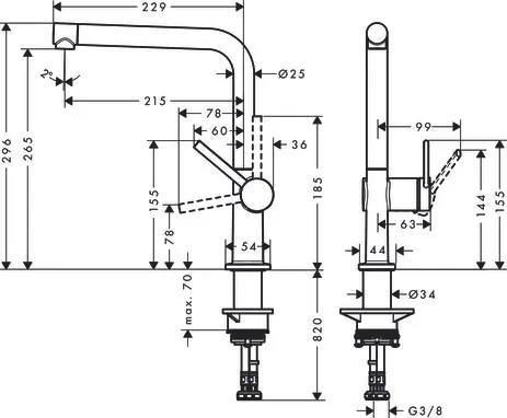 Spültischmischer 270 Talis M54 1jet chrom Spültischmischer 270 Talis M54 1jet chrom