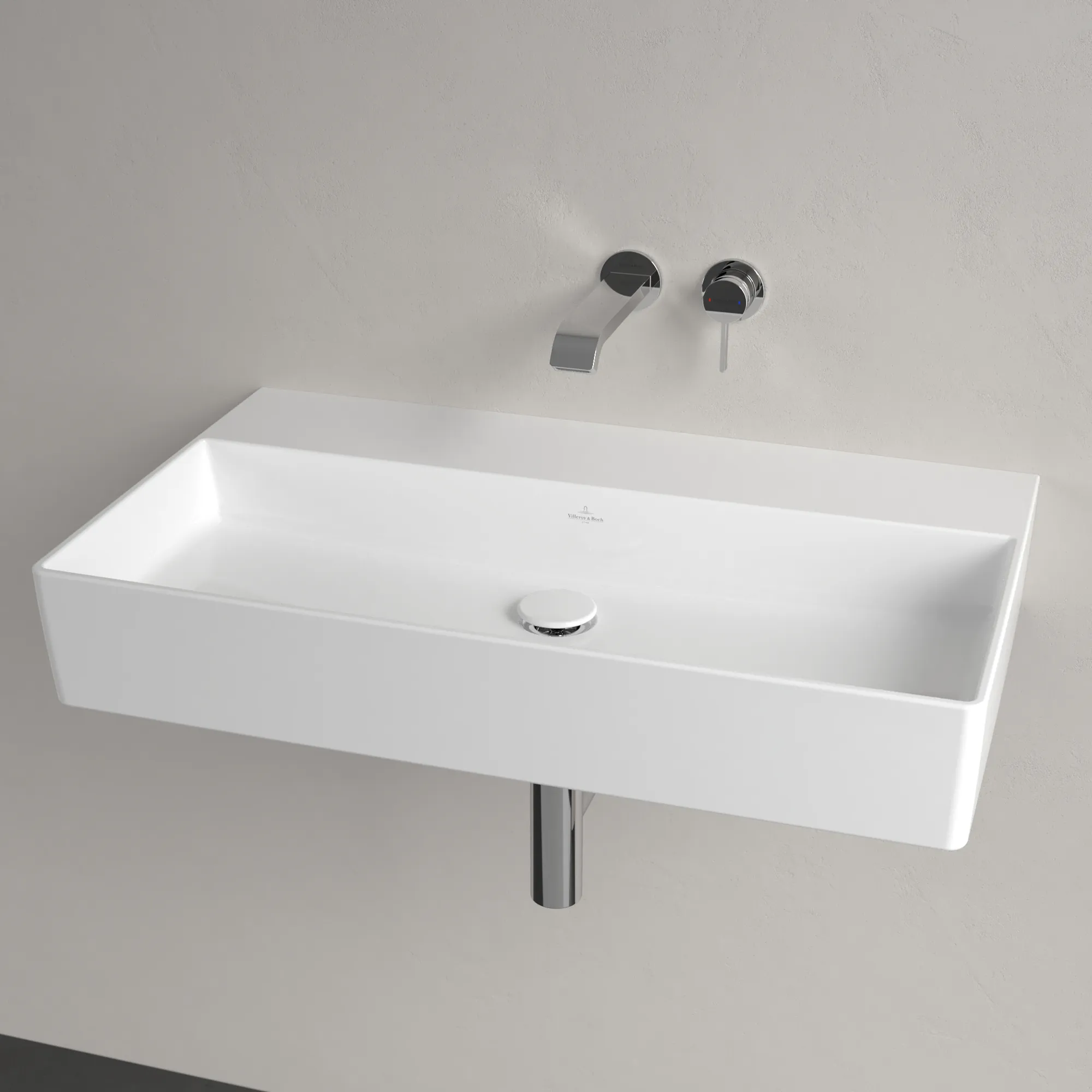 Villeroy & Boch Wandwaschtisch aus TitanCeram „Memento 2.0“ 800 × 470 × 140 mm, ohne Hahnlochbohrung in Weiß Alpin