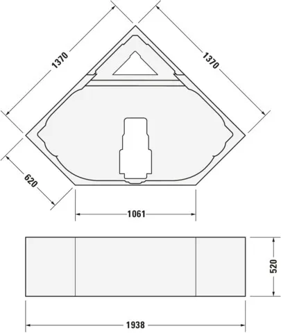 Duravit Badewanne „D-Code“ eck 1400 × 1400 mm, Mittelablauf in Weiß Duravit Badewanne „D-Code“ eck 1400 × 1400 mm, Mittelablauf in Weiß