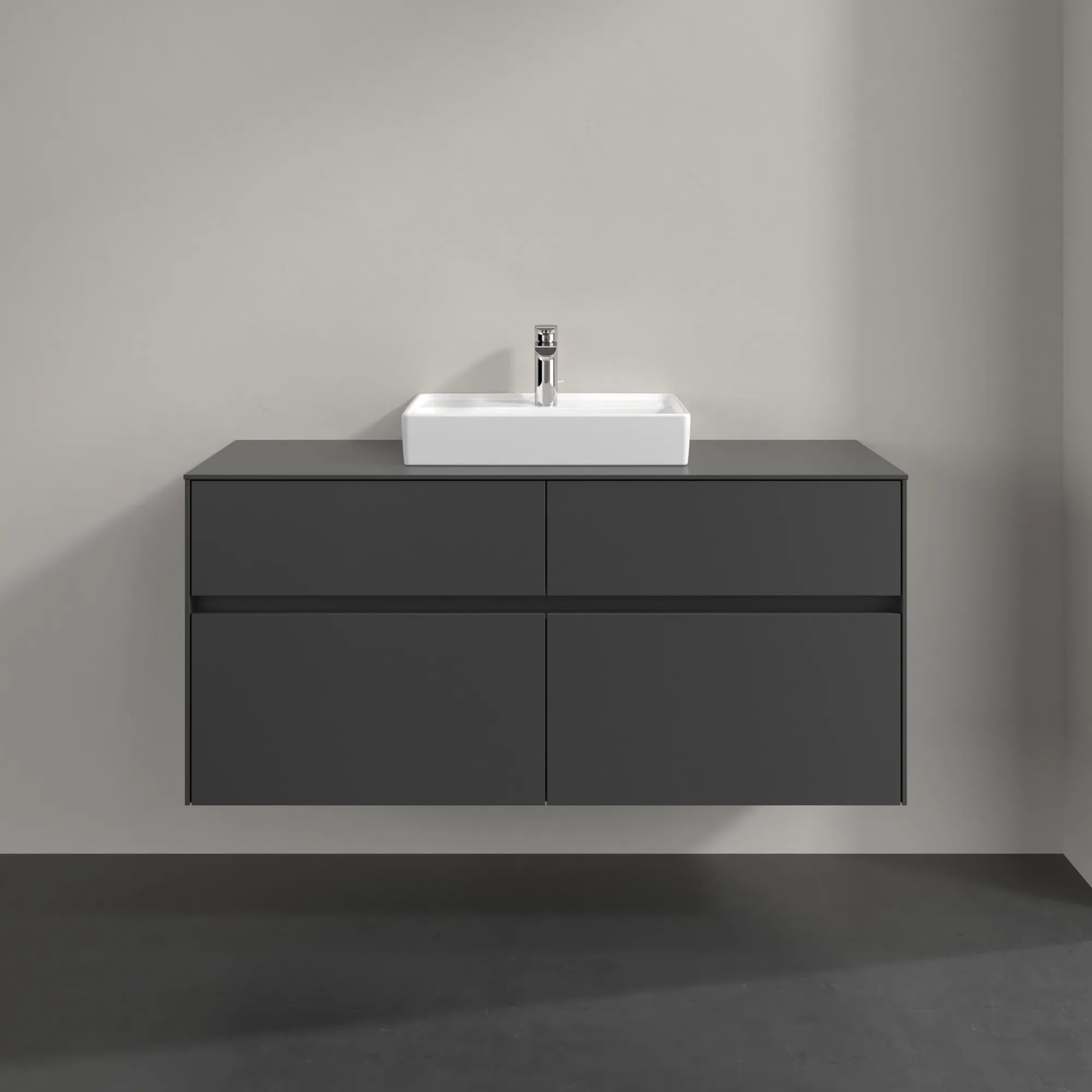 Villeroy & Boch Waschtischunterschrank „Collaro“ 1200 × 548 × 500 mm Graphite, mit Beleuchtung, für Becken mittig Villeroy & Boch Waschtischunterschrank „Collaro“ 1200 × 548 × 500 mm Graphite, mit Beleuchtung, für Becken mittig