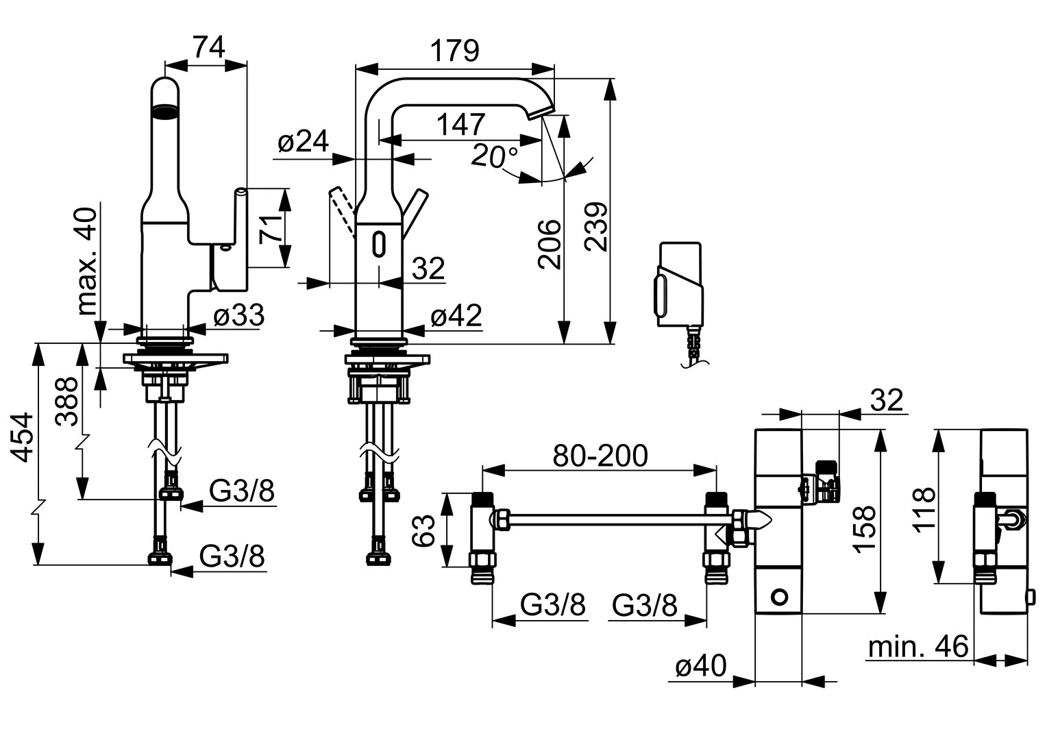 EHM WT-Batt. HansaVANTIS Style 5460 3V, Bluetooth Ausld. 147 mm chr