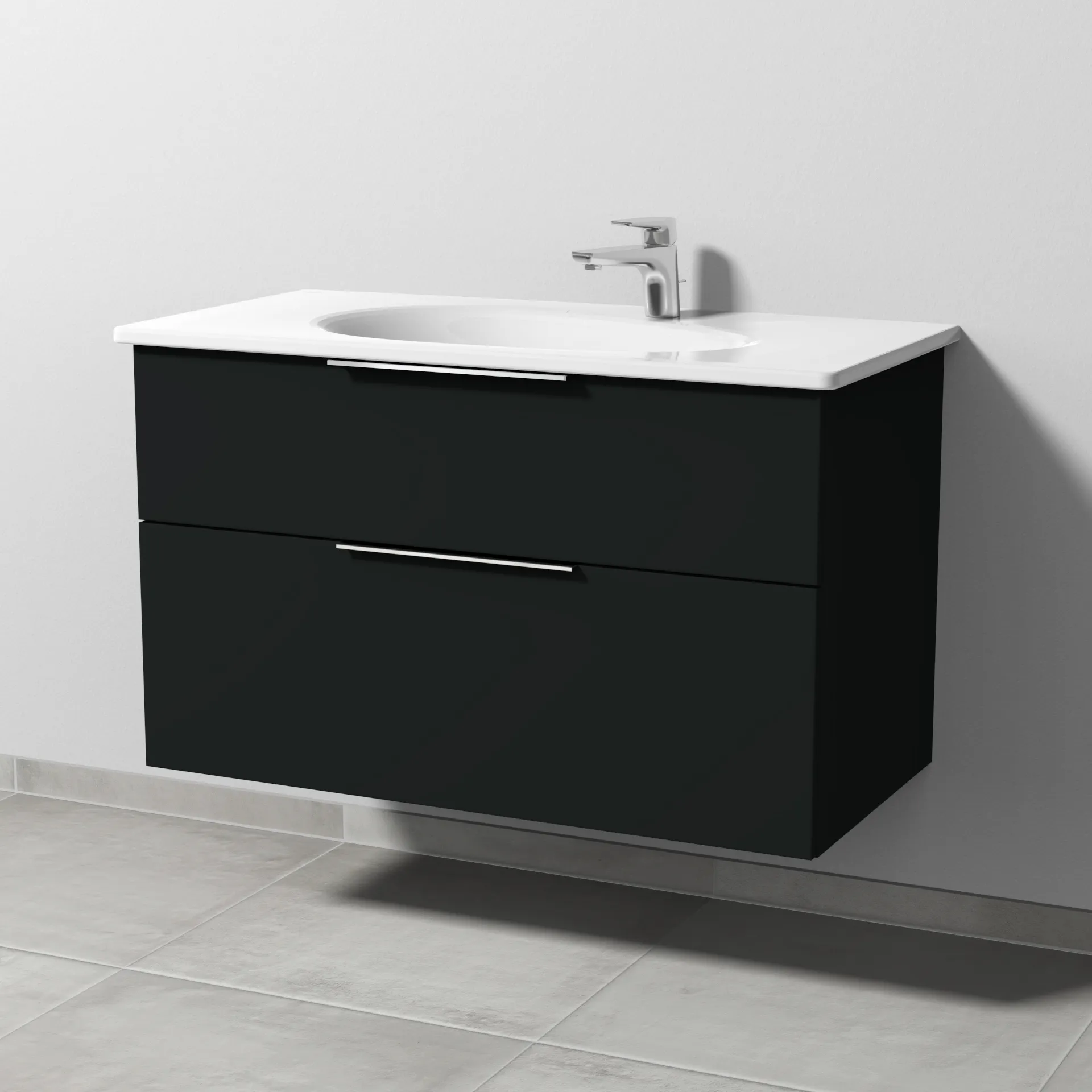 Sanipa Waschtischunterschrank „3way“ passend zu Keramik-Waschtische Antao von Villeroy & Boch 955 × 588 × 482 mm in Vulkan (matt)