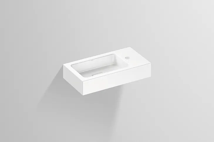 Waschbecken „XS-Serie“ 500 × 100 mm, links, Hahnlochposition rechts mit ProShield Waschbecken „XS-Serie“ 500 × 100 mm, links, Hahnlochposition rechts mit ProShield