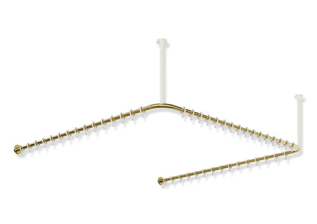 HEWI Vorhangstange System 900, Edelstahl PVD Gold glänzend, Achsmaß 1487 x 1475 x 1487 mm, D 25 mm, 46 Ringe POM HEWI Vorhangstange System 900, Edelstahl PVD Gold glänzend, Achsmaß 1487 x 1475 x 1487 mm, D 25 mm, 46 Ringe POM
