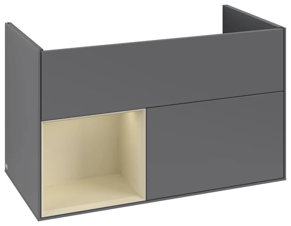 Villeroy & Boch Waschbeckenunterschrank Finion F03, Anthracite Matt Lacquer / Silk Grey Matt Lacquer, 996 x 591 x 498 mm, mit Beleuchtung, Push-to-open, SoftClosing Villeroy & Boch Waschbeckenunterschrank Finion F03, Anthracite Matt Lacquer / Silk Grey Matt Lacquer, 996 x 591 x 498 mm, mit Beleuchtung, Push-to-open, SoftClosing