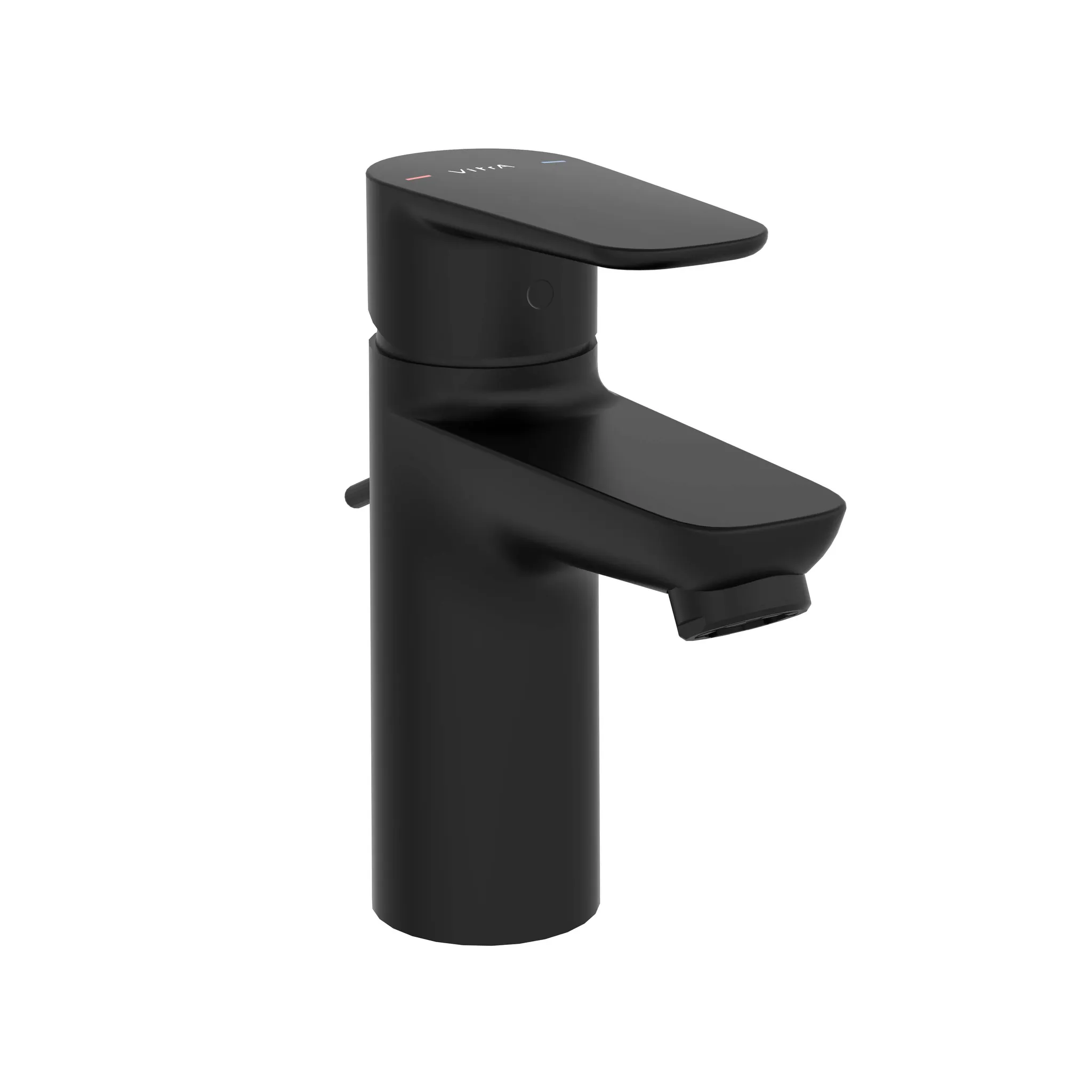 VitrA Flow Soft Einhebel-Waschtischmischer mit Ablaufgarnitur, Höhe 15 cm, Einlochmontage, Schwarz Matt