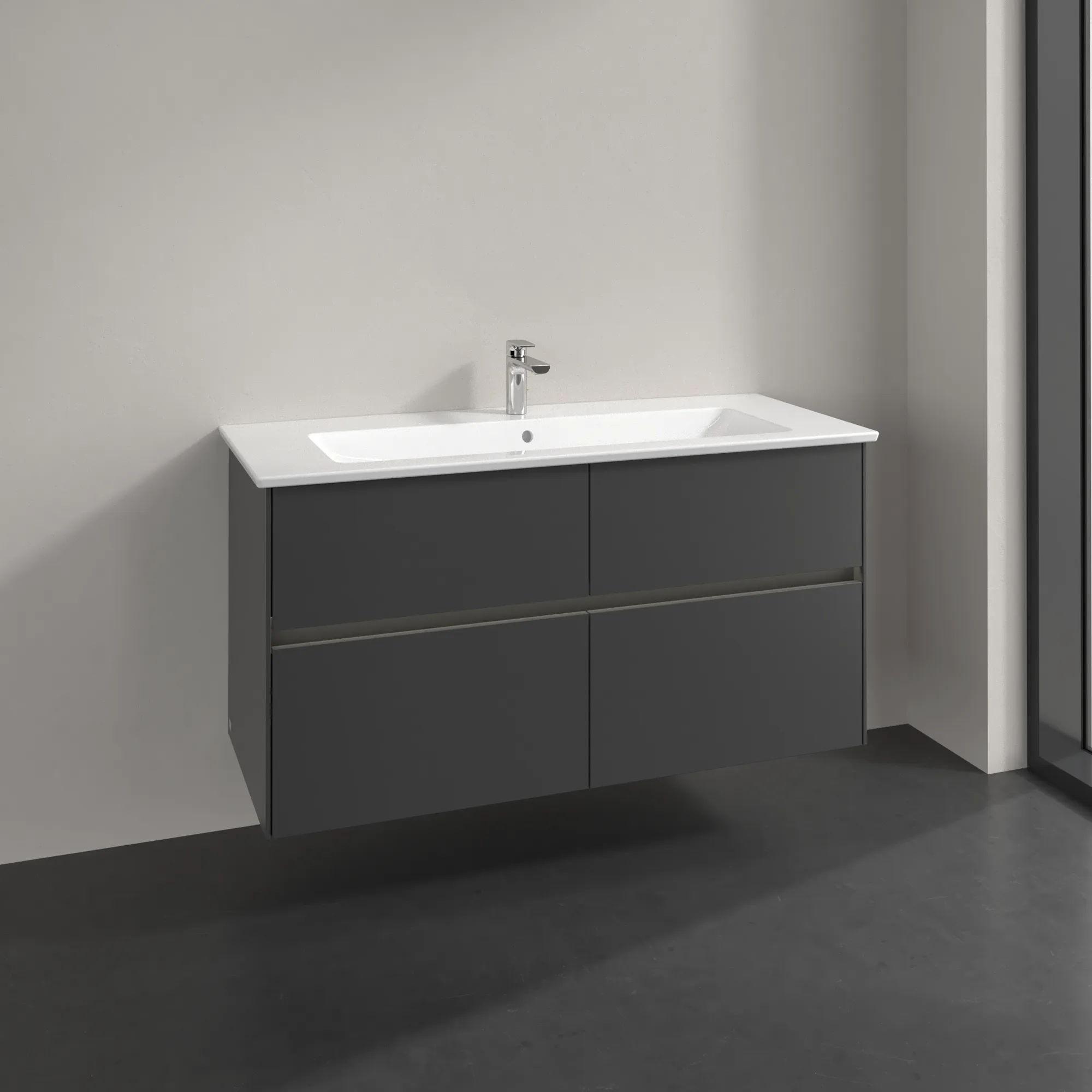 Villeroy & Boch Waschtischunterschrank „Collaro“ 1161 × 610 × 480 mm Graphite, mit Beleuchtung, für Becken mittig Villeroy & Boch Waschtischunterschrank „Collaro“ 1161 × 610 × 480 mm Graphite, mit Beleuchtung, für Becken mittig