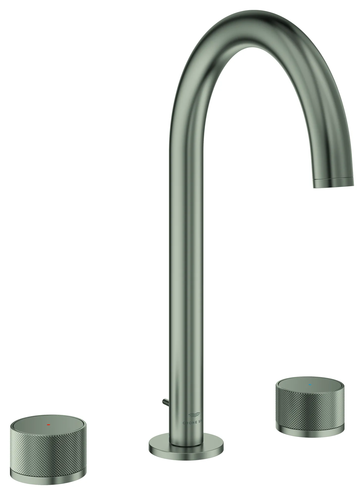 Grohe Atrio Private Collection 3-Loch Waschtischbatterie, ½ L-Size, Keramik-Oberteile ½, 90 Grad, satin steel
